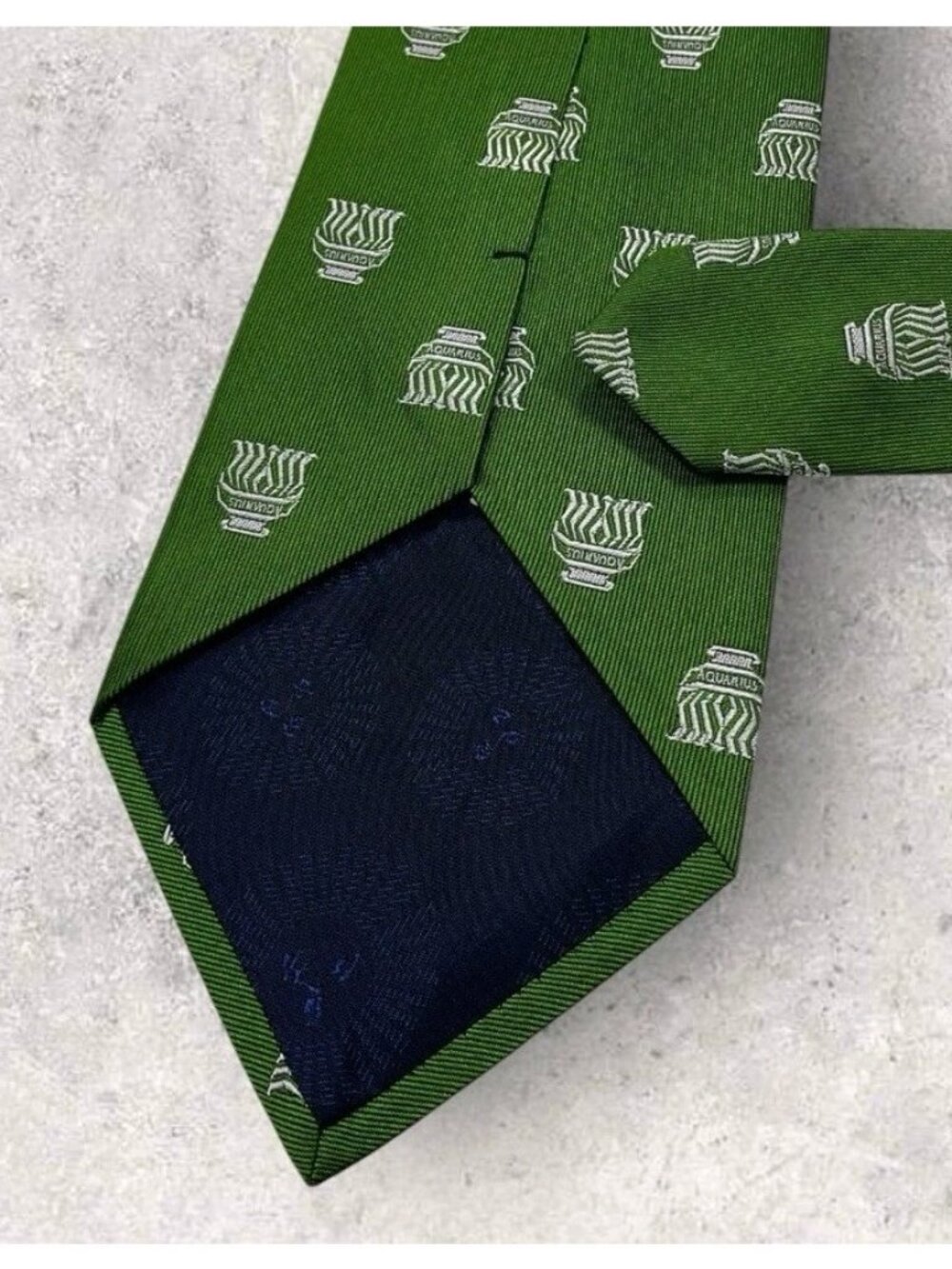 FORNASETTI RARE Silk Tie ITALY Green Silver Art ZODIACUS AQUARIUS W:3.8" EUC - Picture 5 of 6